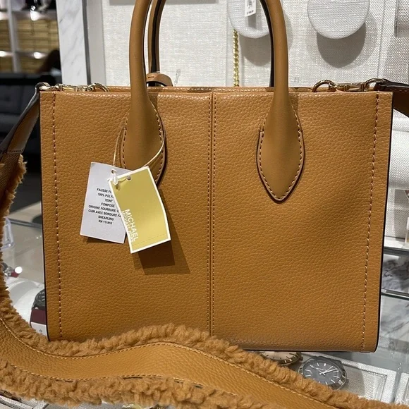Michael Kors Mirella Small Pebbled Leather Shopper Top Zip Crossbody XBody Bag